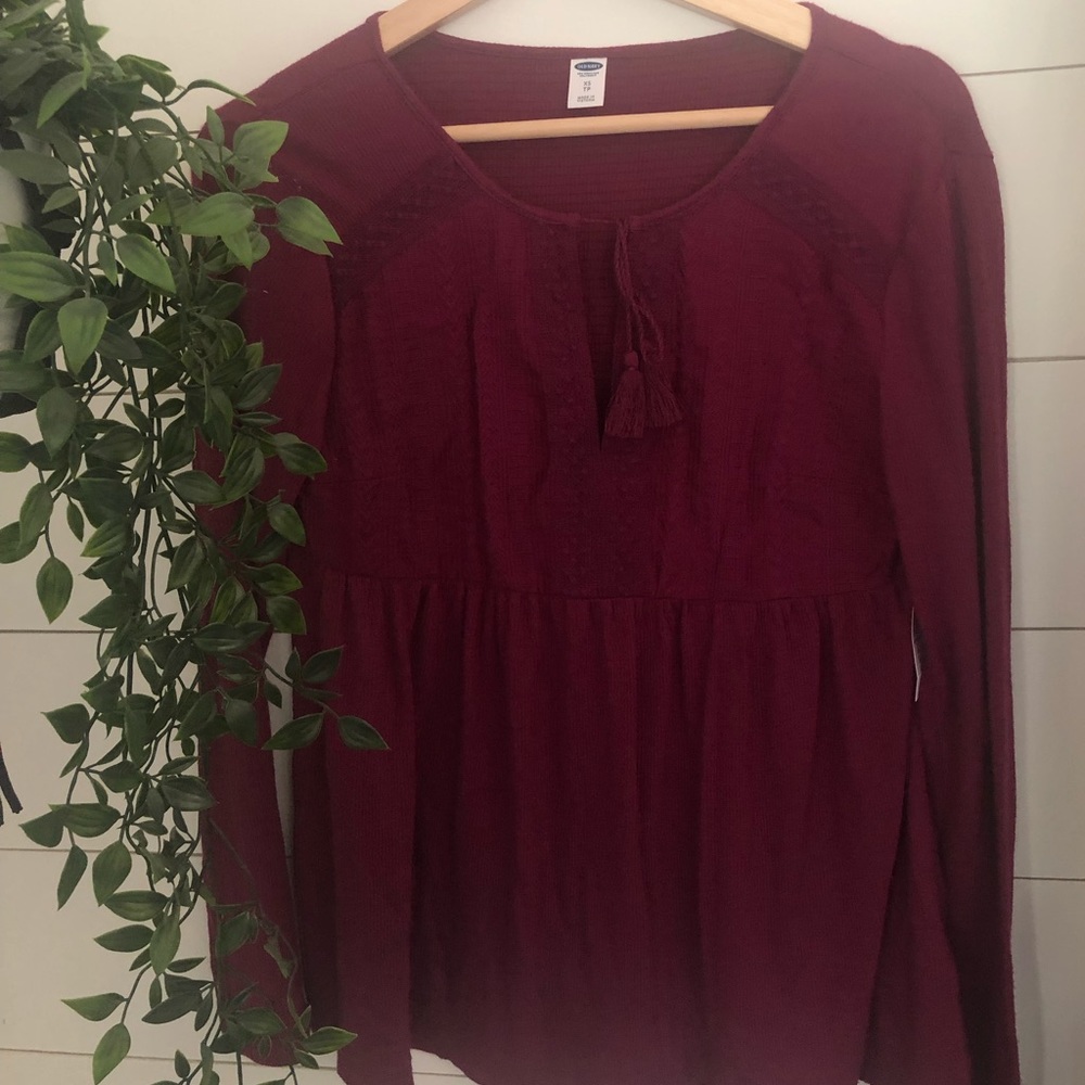 ON Fuschia Boho Long Sleeve Shirt - sz xs